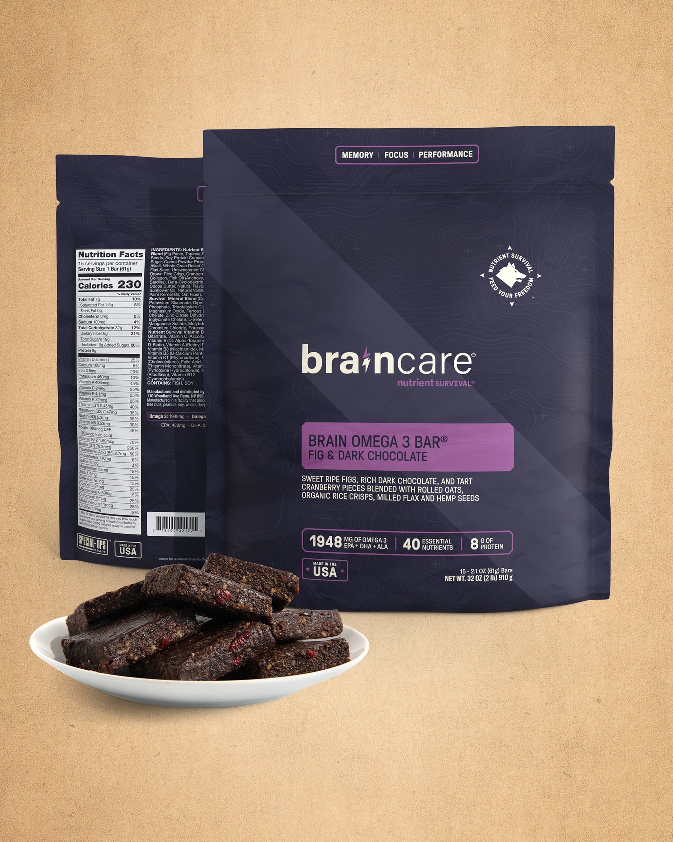 Brain Omega 3 Bar® - Fig & Dark Chocolate