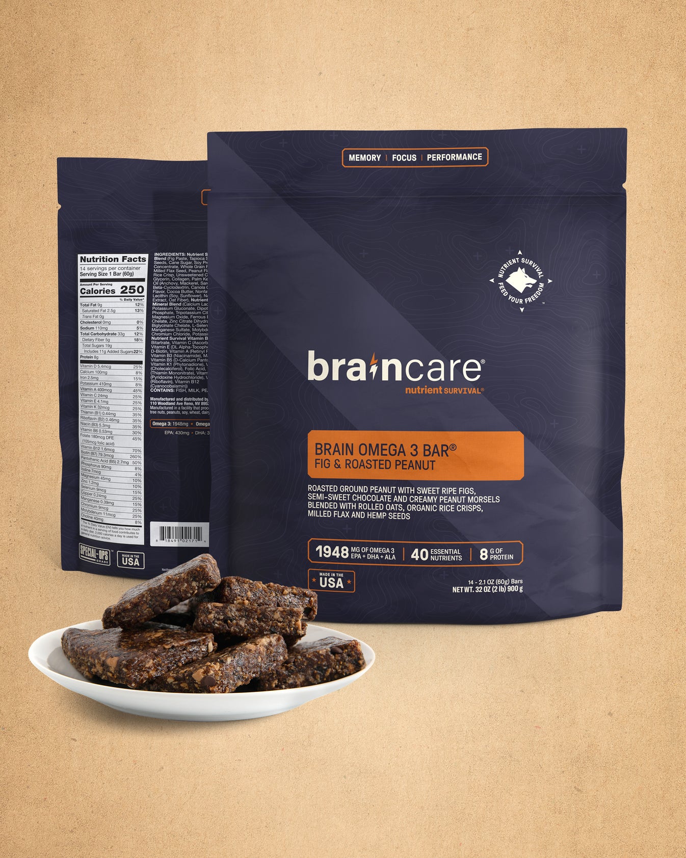 Brain Omega 3 Bar® - Fig & Roasted Peanut