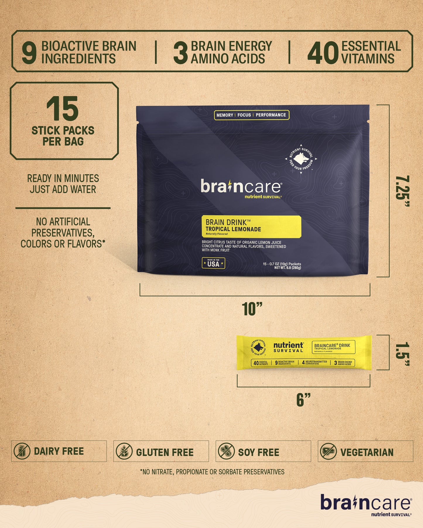 BrainCare® Brain Drink™ - Tropical Lemonade