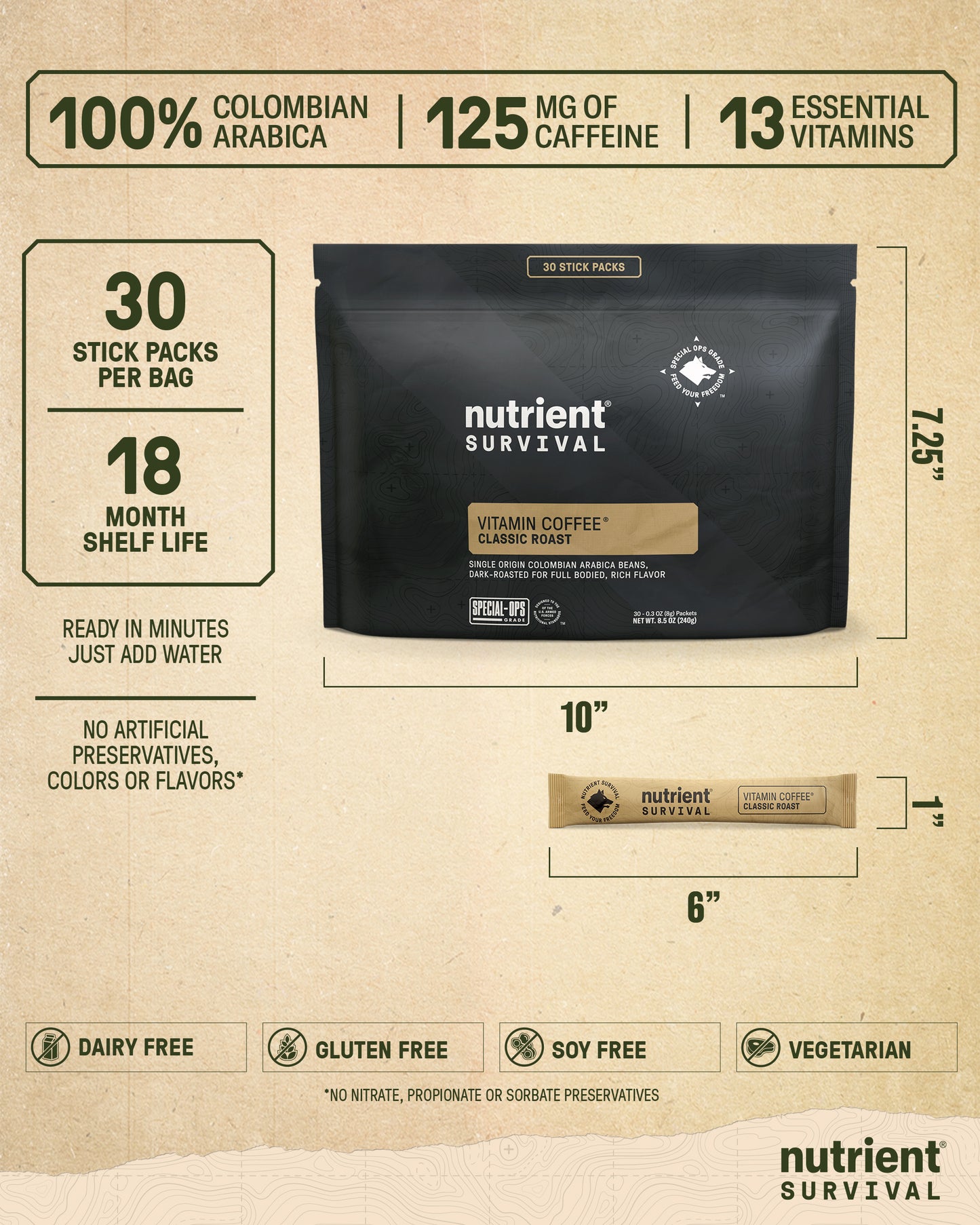 Vitamin Coffee Classic Roast Singles 30-Pack
