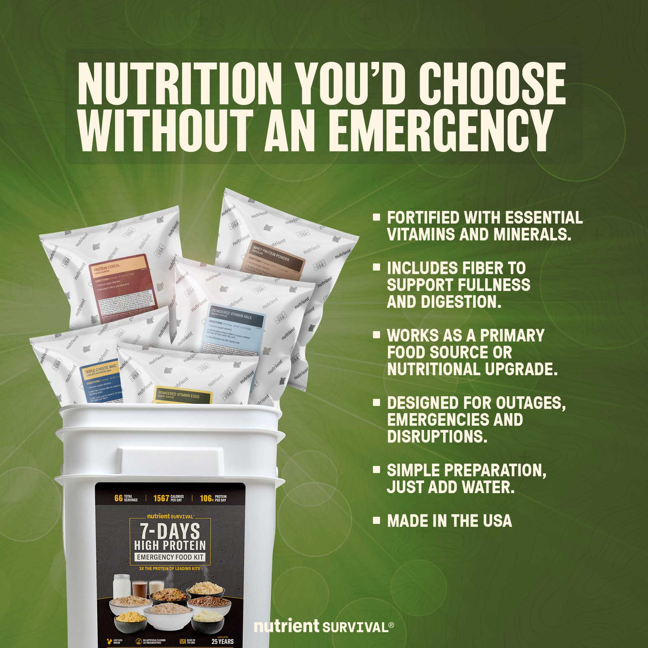 7 Day High Protein Emergency Food Bucket