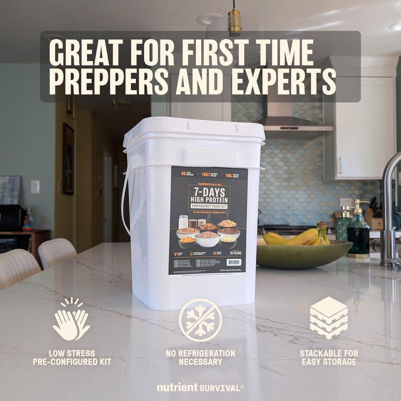 7 Day High Protein Emergency Food Bucket