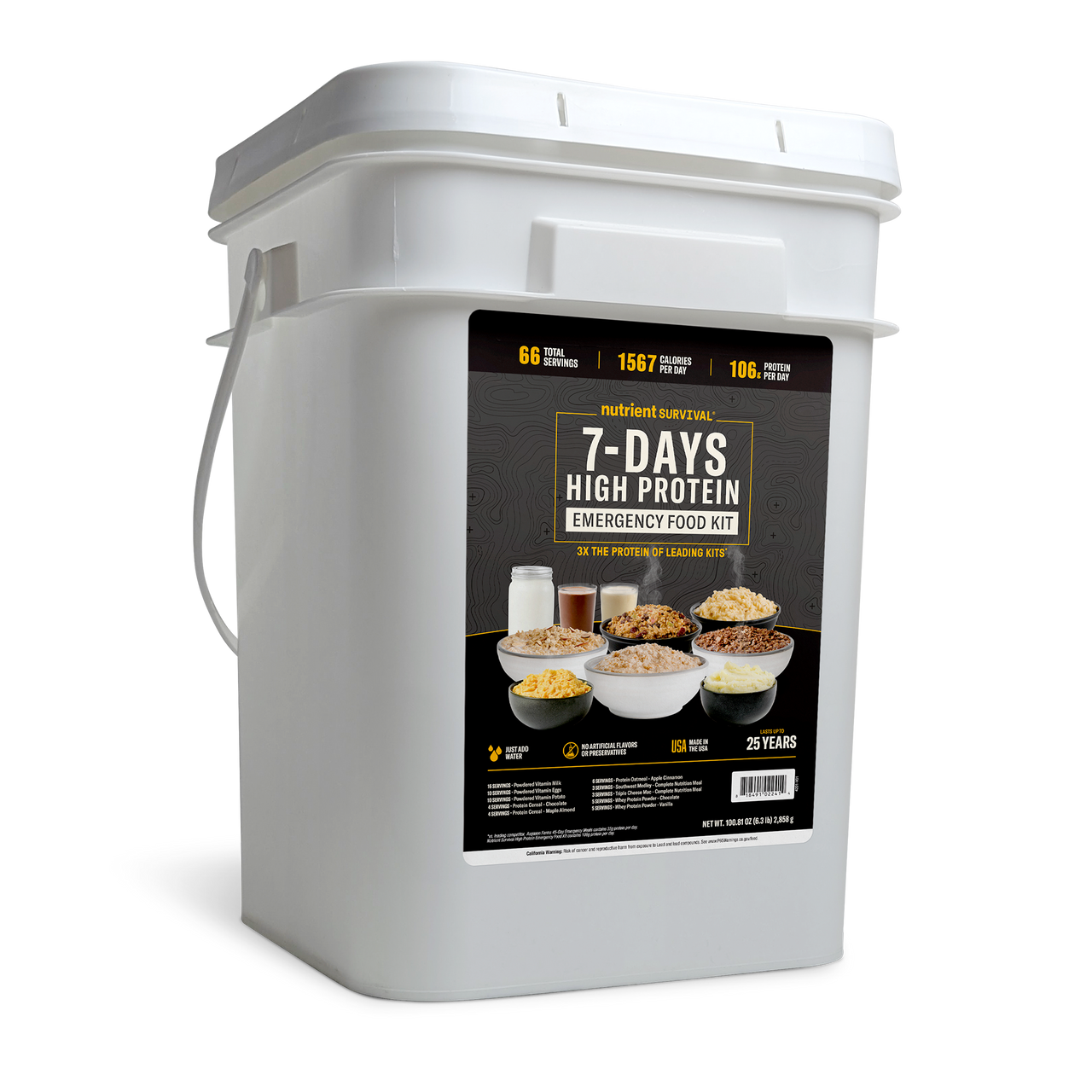 7 Day High Protein Emergency Food Bucket