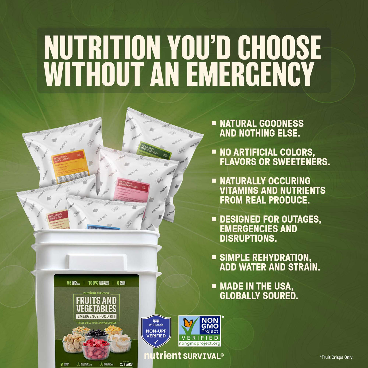 Fruits and Vegetables Emergency Food Bucket