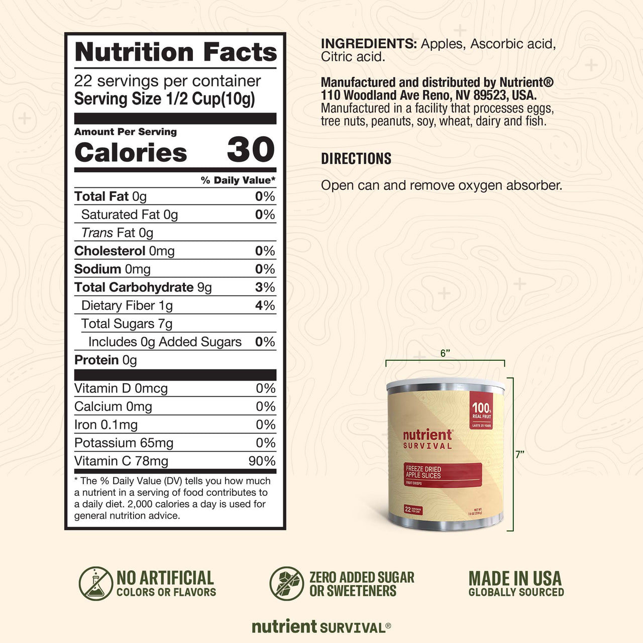 Freeze Dried Apple Slices #10 Can