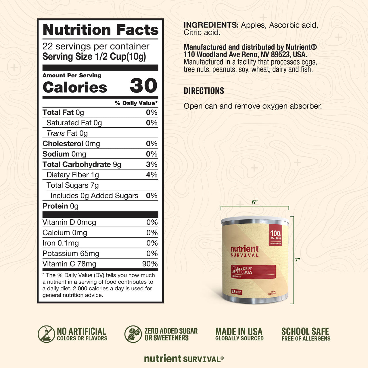 Freeze Dried Apple Slices #10 Can