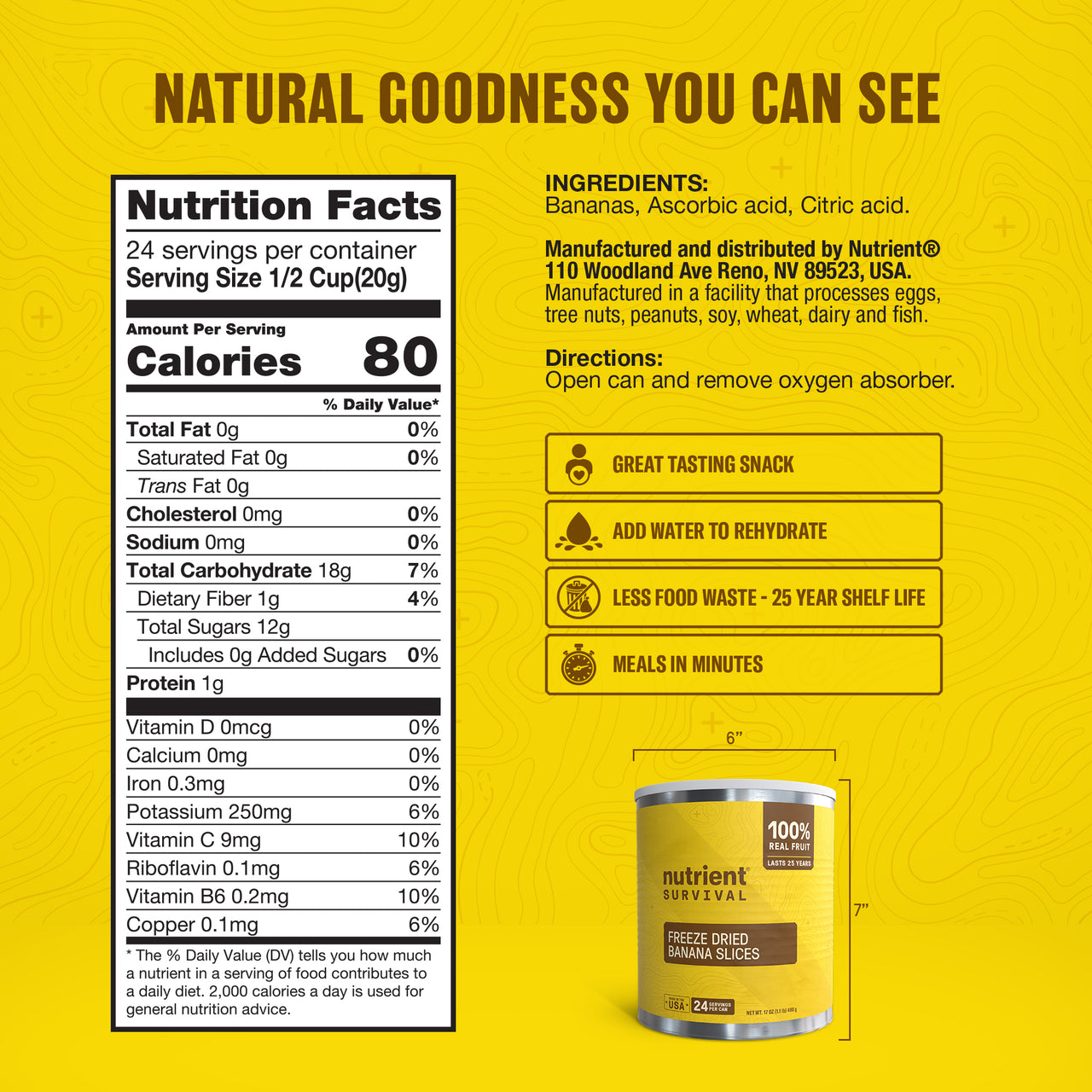 Freeze Dried Banana Slices 6 Cans