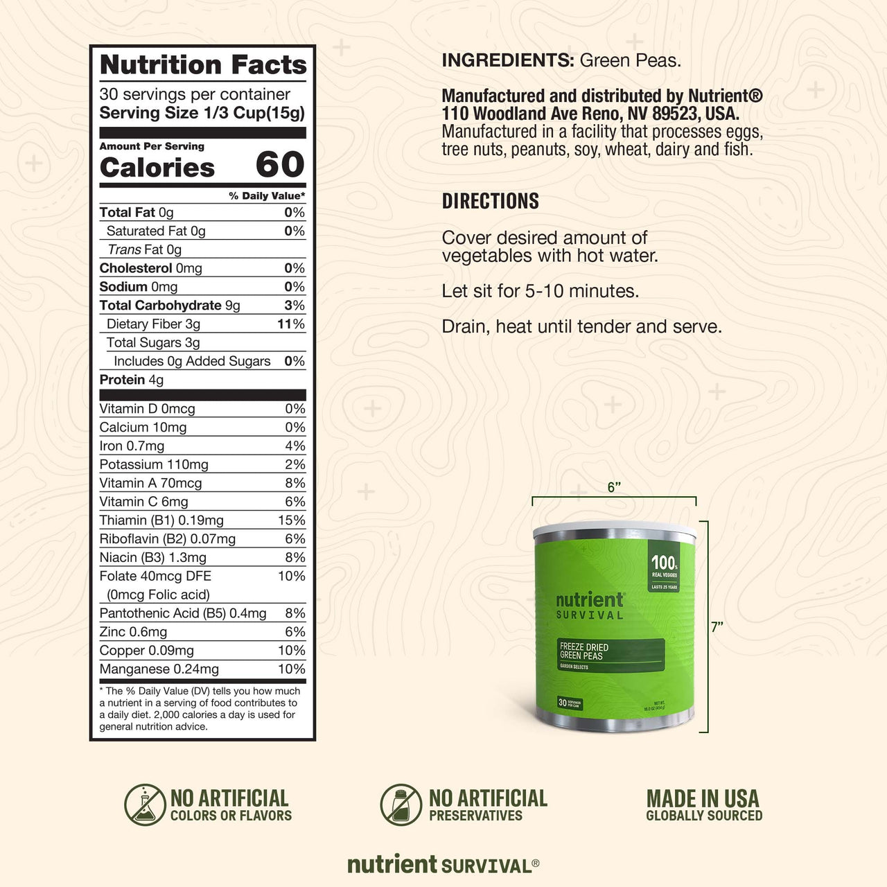 Freeze Dried Green Peas #10 Can – product photo 7