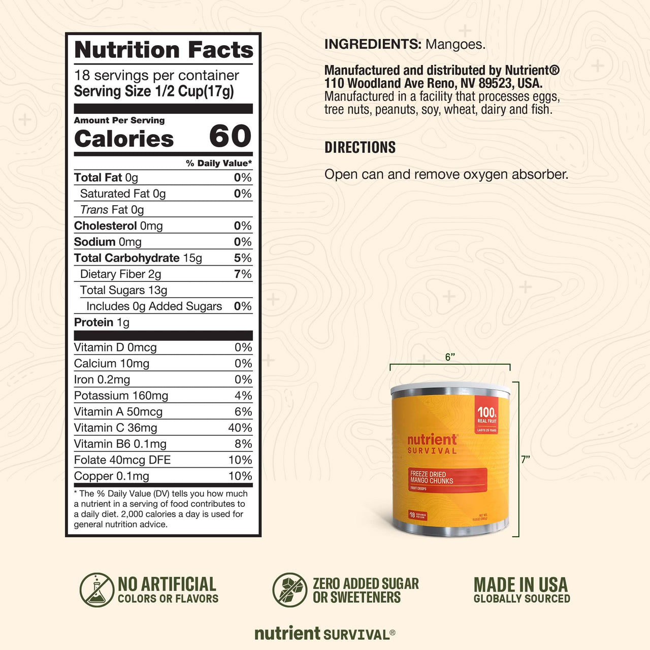 Freeze Dried Mango Chunks #10 Can – product photo 7
