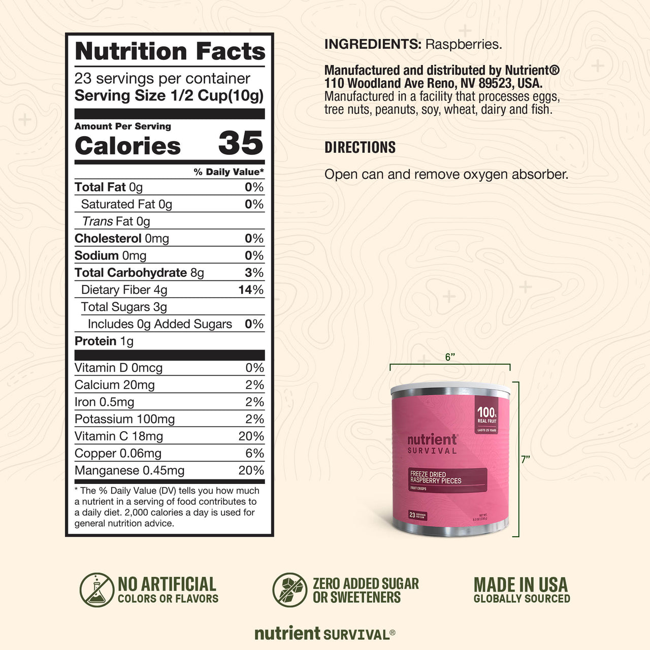 Freeze Dried Raspberry Pieces #10 Can
