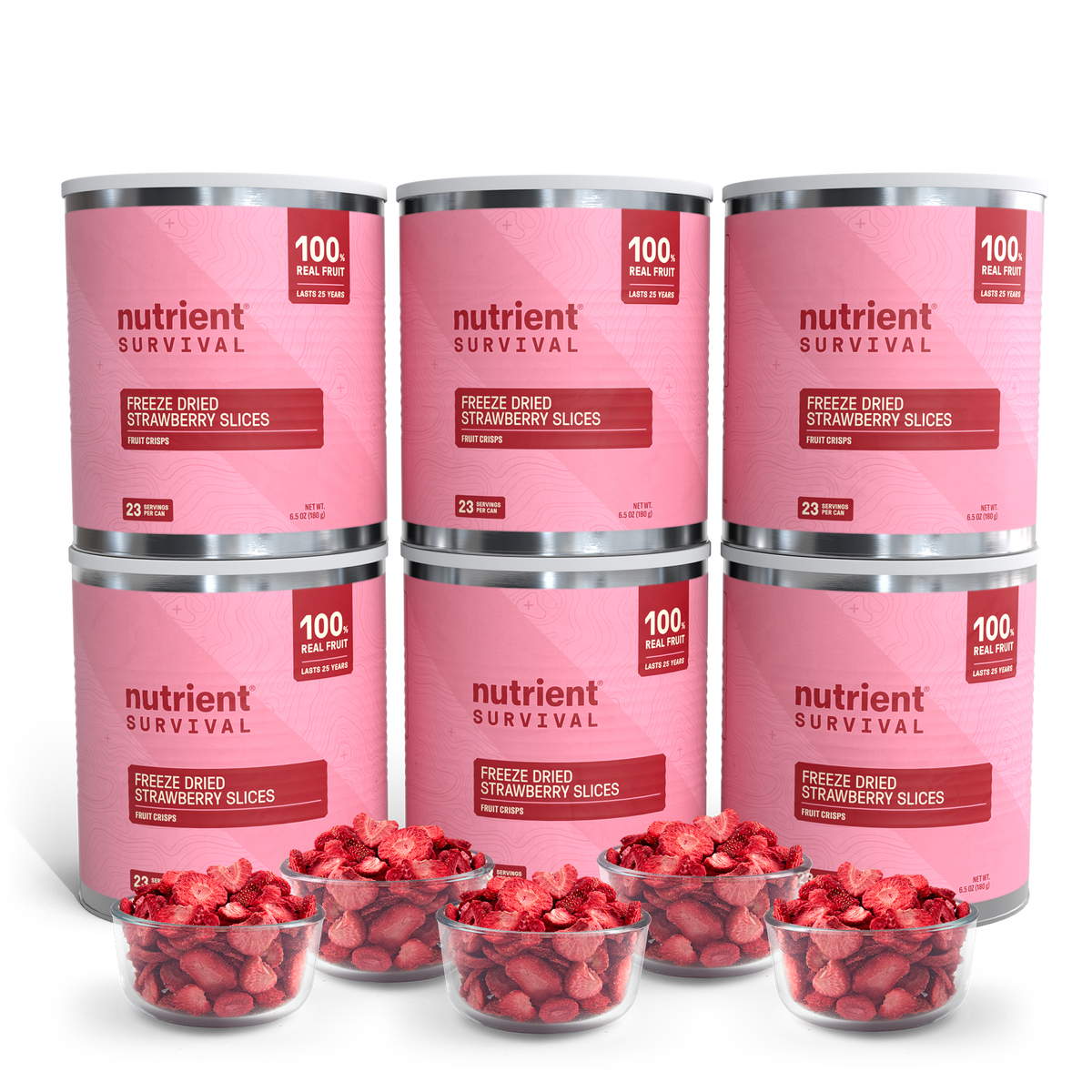 Freeze Dried Strawberry Slices 6 Cans – Nutrient Survival