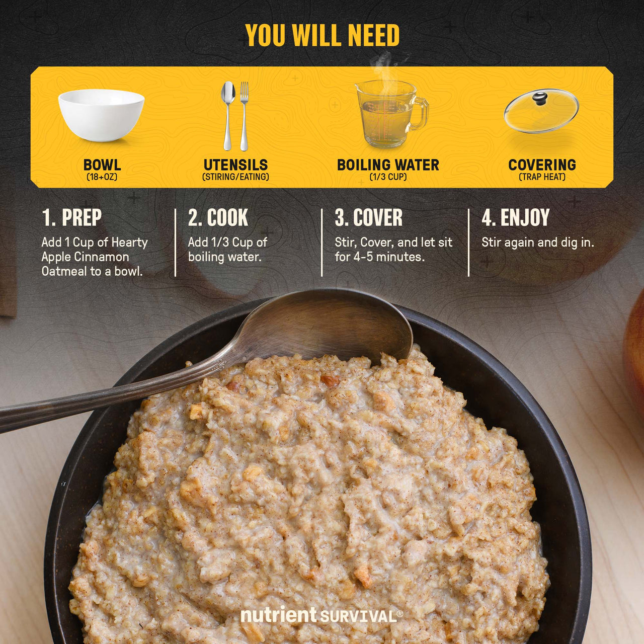 Hearty Apple Cinnamon Oatmeal Pantry Pack