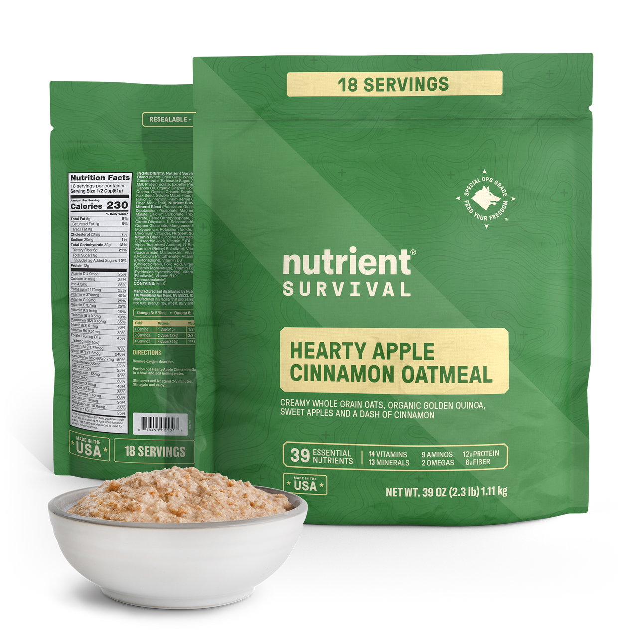 Hearty Apple Cinnamon Oatmeal Pantry Pack