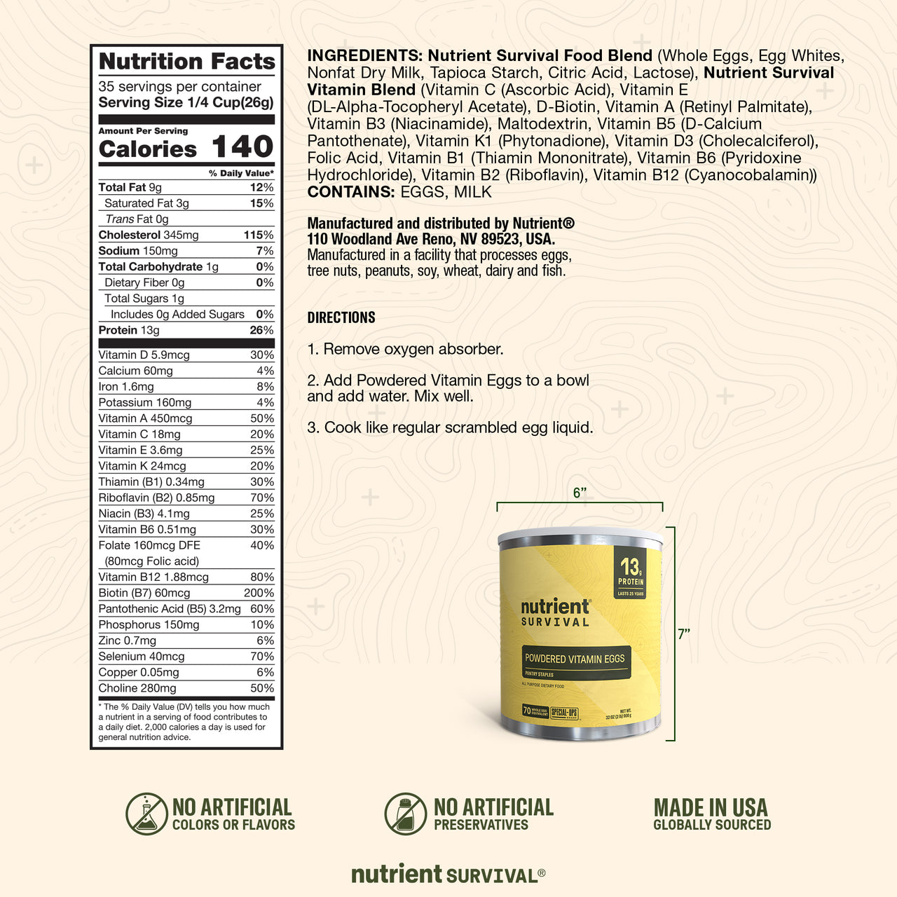 Powdered Vitamin Eggs #10 Can