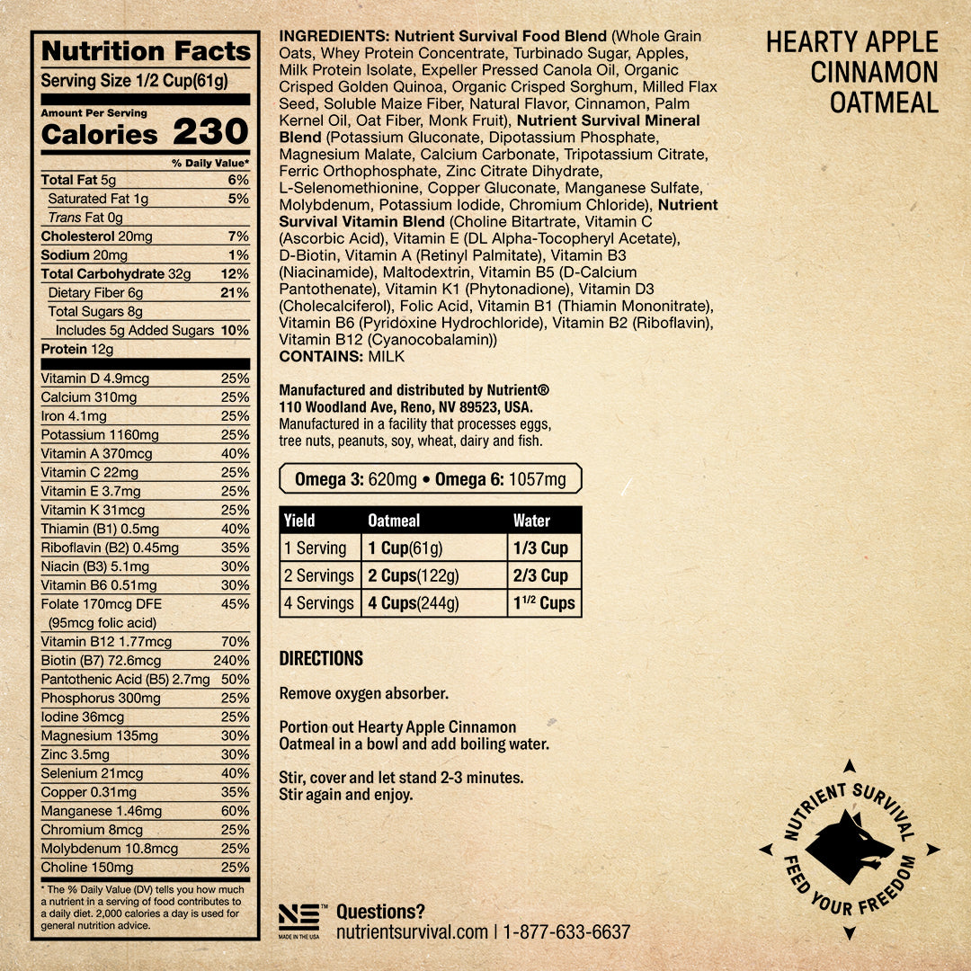 Hearty Apple Cinnamon Oatmeal Singles 5-Pack